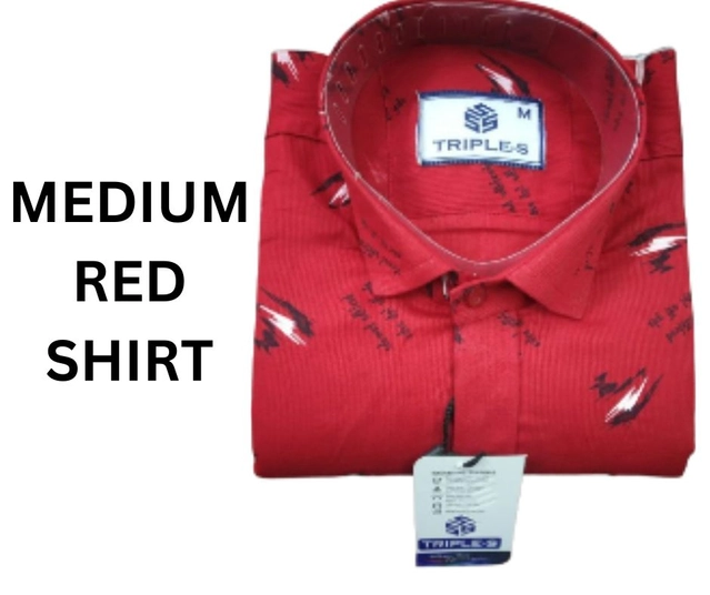 Full Sleeves Printed Shirt for Men (Red, M)