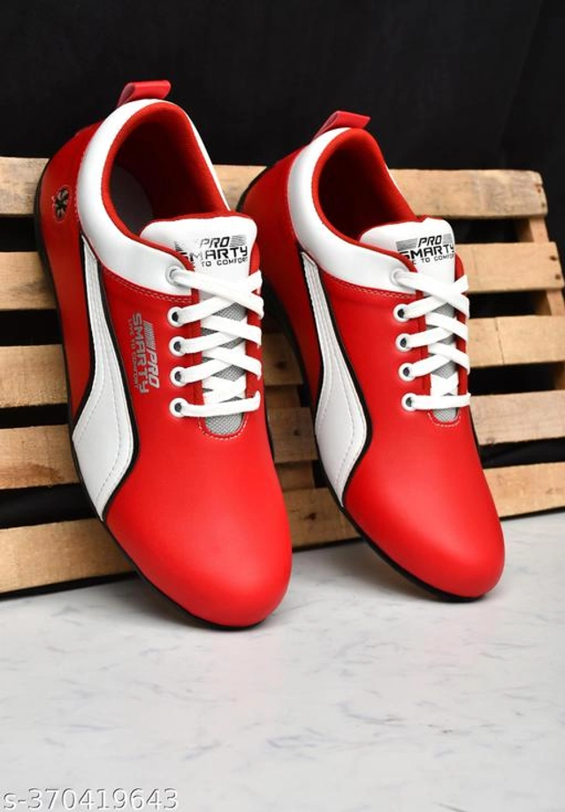 Sports Shoes for Men (Red & White, 6)