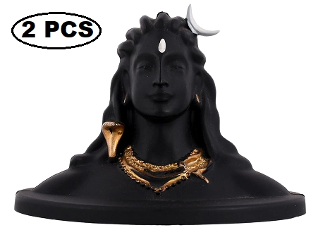 Adiyogi Statue Decoration Idol (Black, Pack of 2)