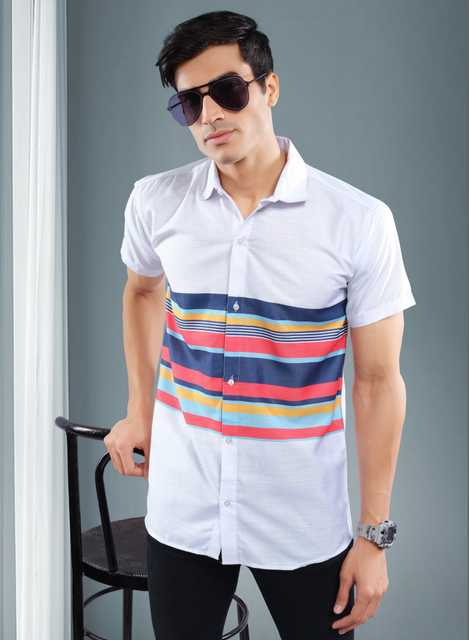 Casual Half Sleeve Shirt for Men (Multicolor, M) (B-23)