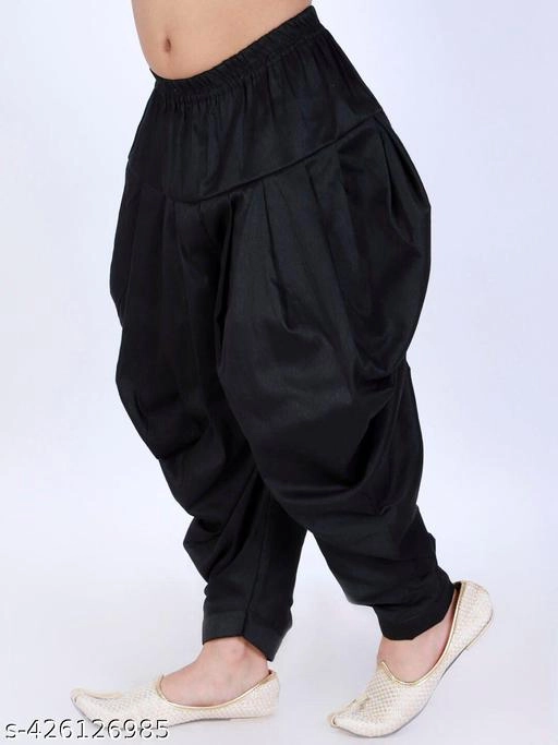 Cotton Blend Solid Dhoti for Boys (2-3 Years, Black)