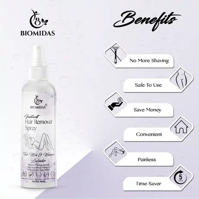 Biomidas Lavender Fragrance Painless Body Hair Removal Spray (60 ml)