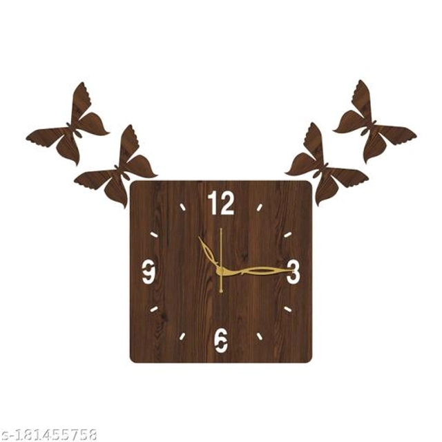 Wooden Wall Clock for Home (Brown)