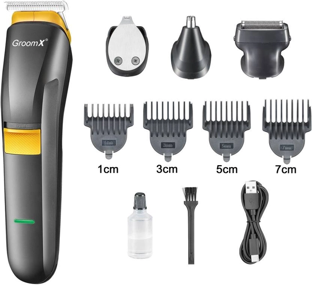 GROOMX GX1211 4 in 1 Cordless Professional Hair Trimmer Waterproof Trimmer 90 min Runtime 5 Length Settings  (Black)