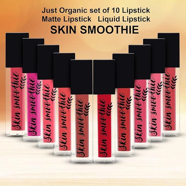 Skin Smoothie Waterproof Mini Liquid Lipstick Kit (Pack Of 10)