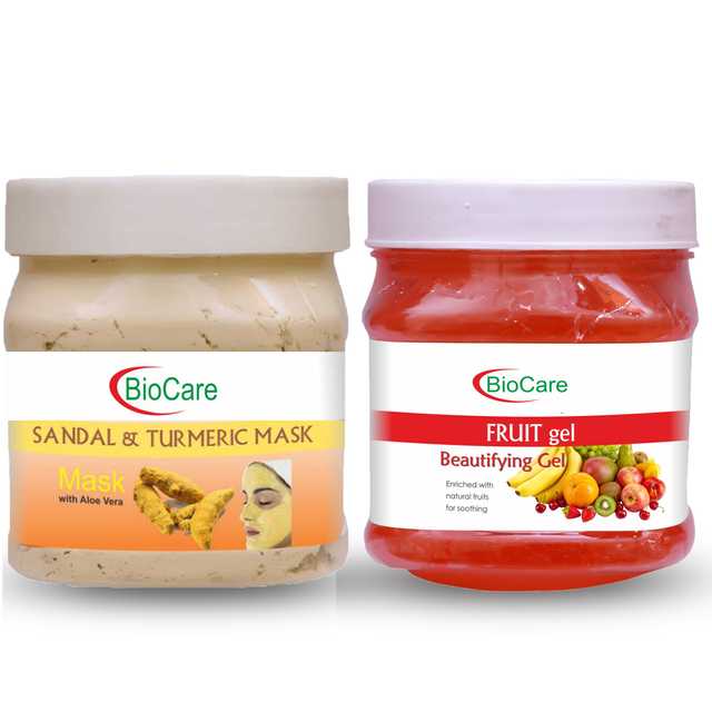 Combo Of Biocare Sandal & Turmeric Mask (500 ml) With Fruit Gel (500 ml) (O-257)