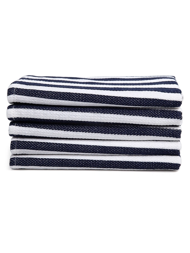 Cotton Striped Face & Hand Towels (Blue, Pack of 5 ) (34x14 inches)