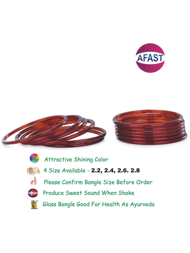 Glass Bangle Set for Women (Maroon, 2.2) (Pack of 12)