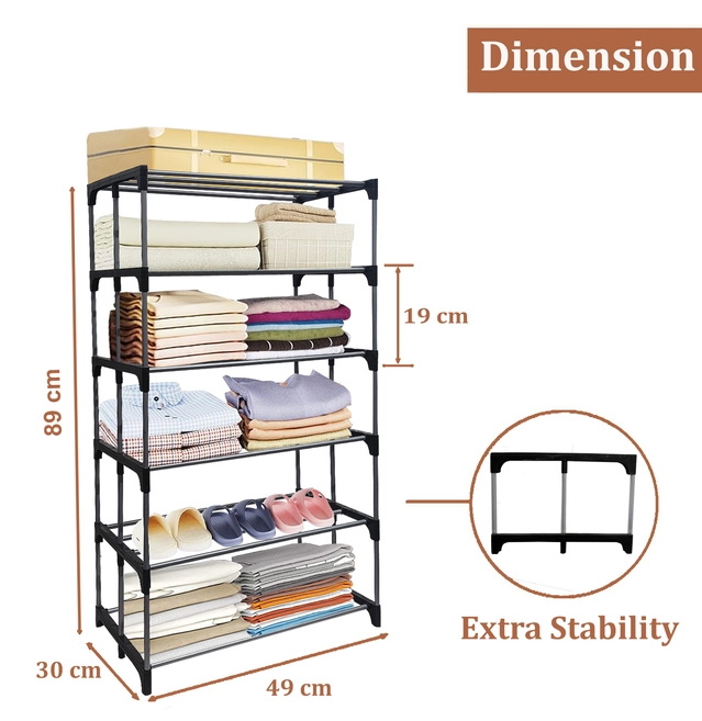 6 Layers Book Shelf (Black)