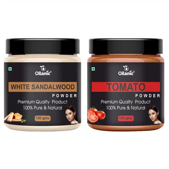 Natural White Sandalwood & Tomato Powder for Skin & Hair (Pack of 2, 100 g)