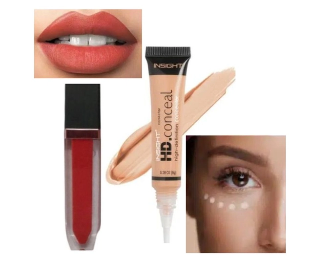 Velvet Smooth Non Transfer Lip Gloss (Peach) with Hd High Definition Conceal Corrector (Set of 2)