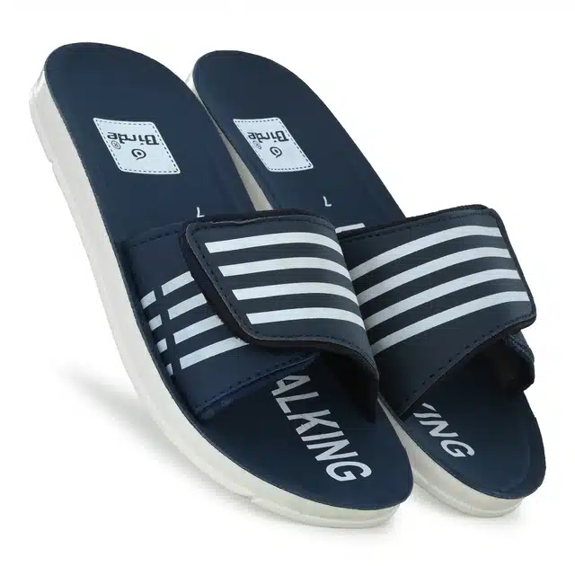 Stylish Lightweight Sliders for Men (Navy Blue, 8) (AE-163)