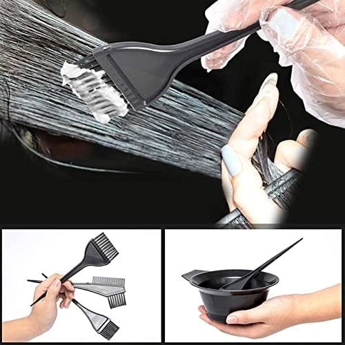 Combo of 3 Pcs Dye Brushes with Mixing Bowl for Hair Colour (Black, Set of 2)