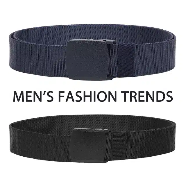 Canvas Belt for Men (Pack of 2) (Multicolor, 42)