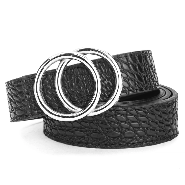 Artificial leather Belt for Women (Black & Silver)