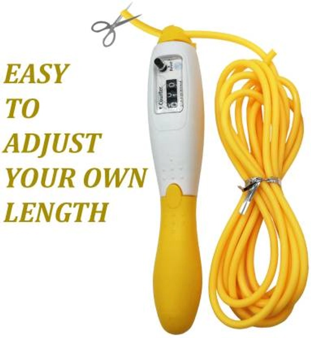 PVC Adjustable Skipping Rope for Men & Women (Yellow & White)