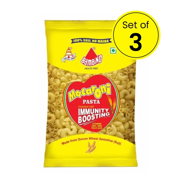 बैम्बिनो मैकरोनी पास्ता एल्बो 3X85 g (पैक ऑफ़ 3)