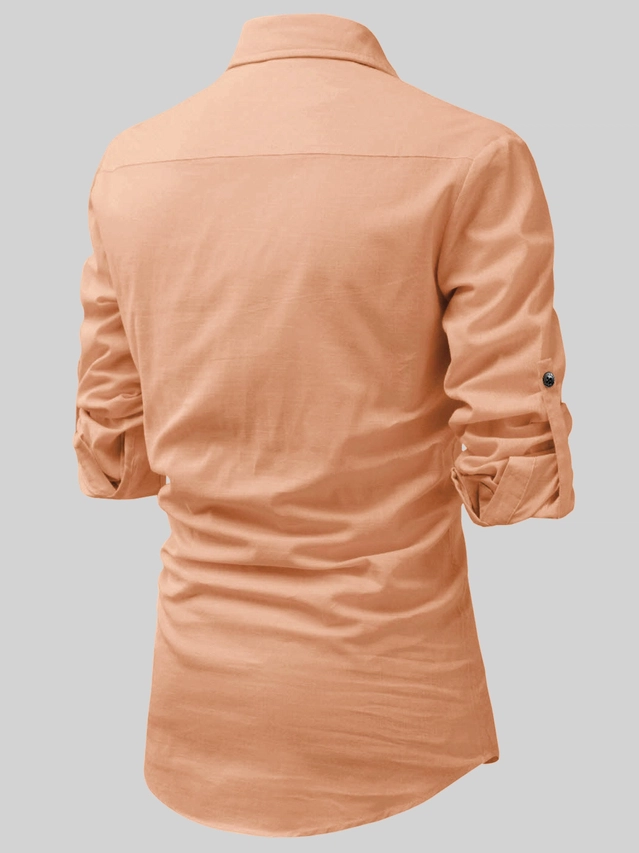 Cotton Solid Kurta for Men (Orange, S)