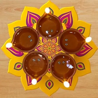 Plastic Traditional Water Sensor LED Diya for Diwali (Brown, Pack of 12)