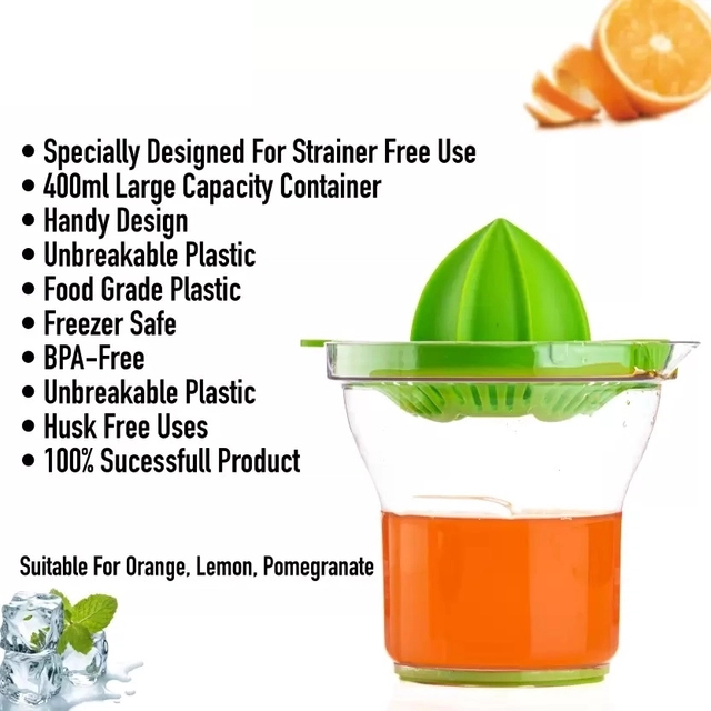 SLINGS Plastic Compact, Efficient, Portable, Quick, Orange, Citrus Fruit, Lemon, Manual Hand Juicer (Multicolor, Pack of 1)