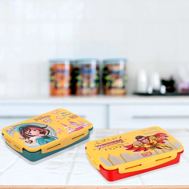 Lock n Lock School Lunch Box (800mL each, Pack of 2, Boy & Girl Character)