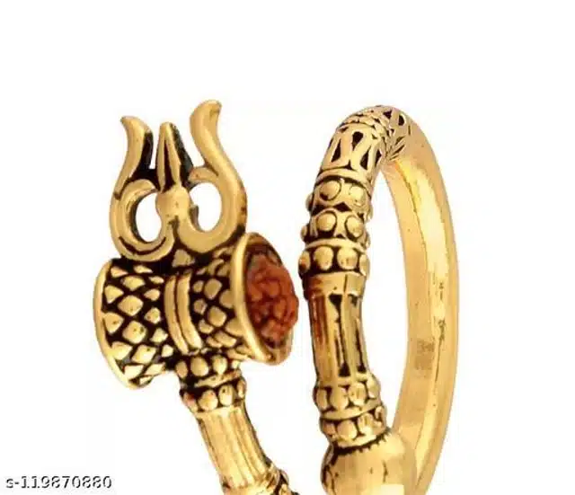 Trishul Damru Finger Ring (Gold)