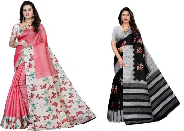 Women's Printed Sarees (Pack Of 2) (Multicolor) (V14)