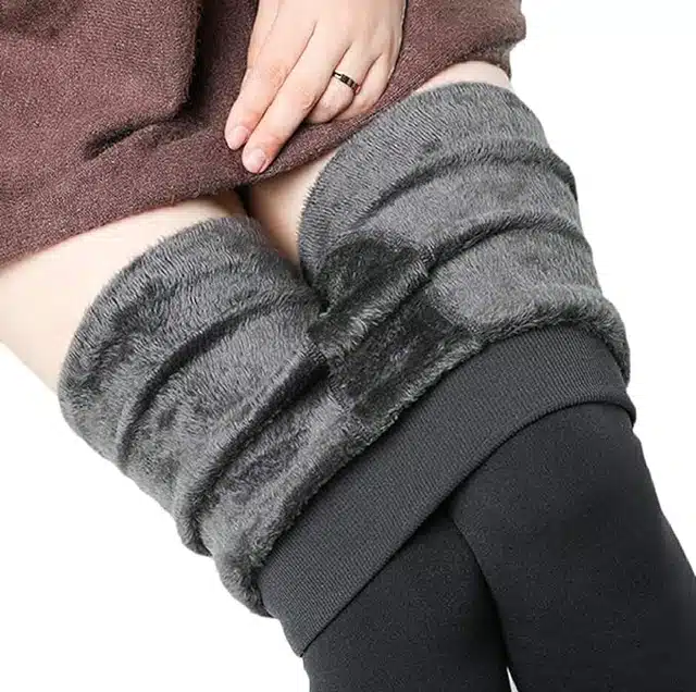 Fleece Winter Thermal Legging for Women (Black, Free Size)