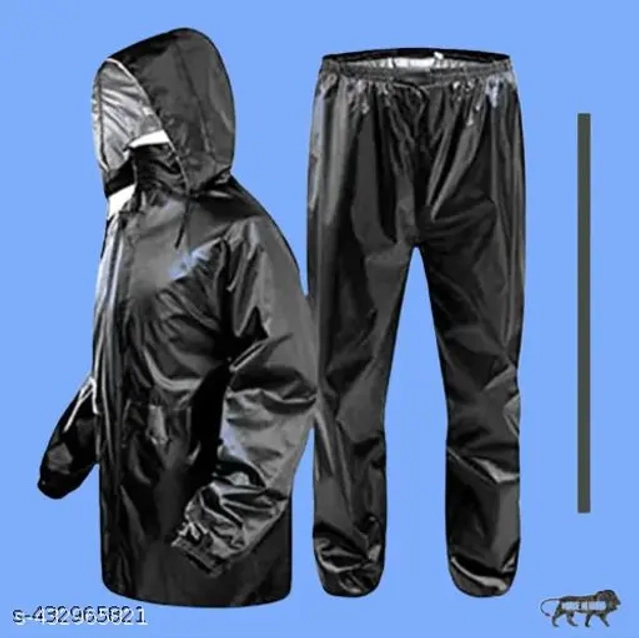 Plastic Raincoat for Men (Black, Free Size)