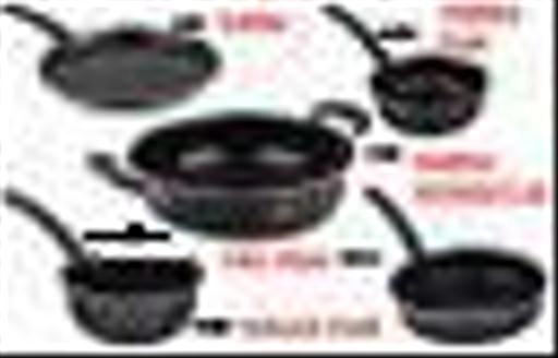 Combo of Sauce Pan, Tadka Pan, Fry Pan, Tawa & Kadai (Black, Set of 5)