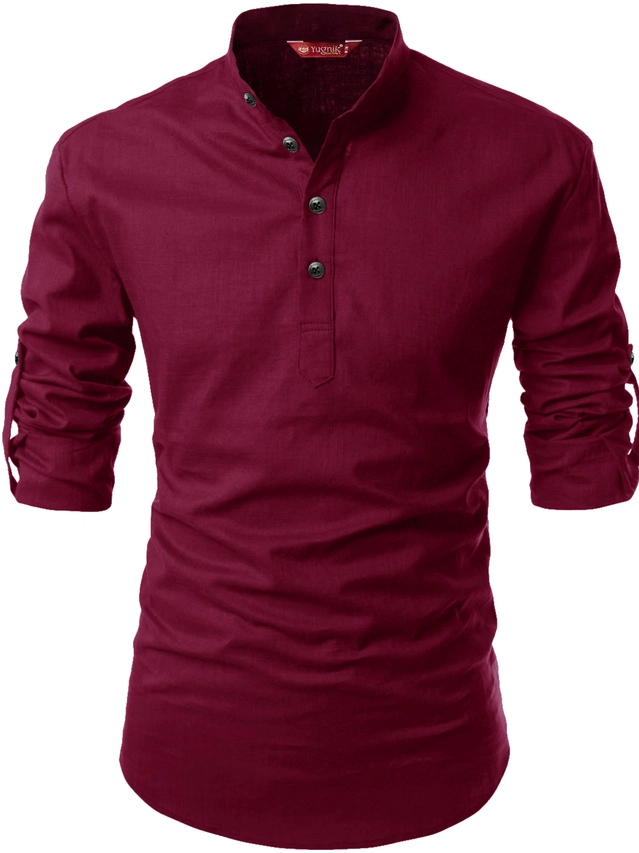 Cotton Solid Kurta for Men (Maroon, S)