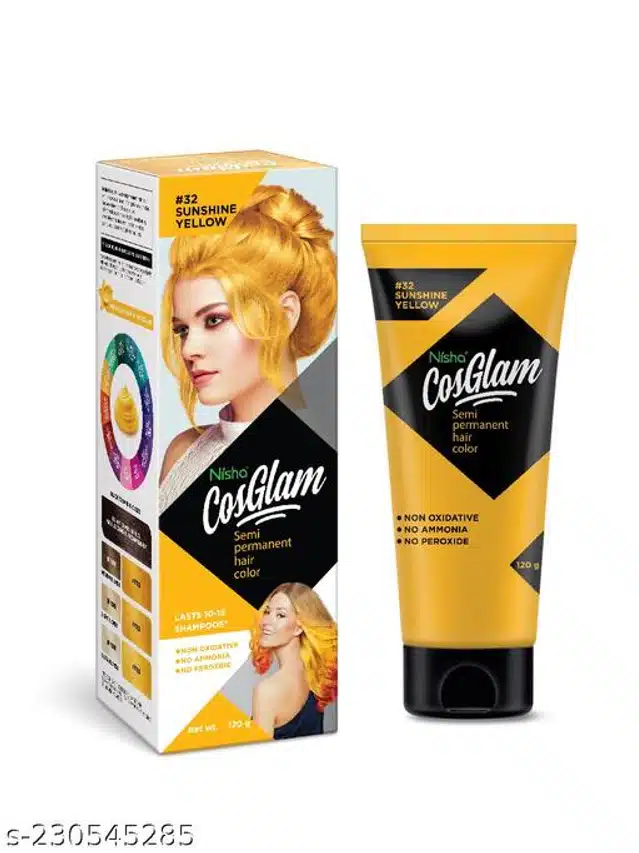 Nisha Cos Glam Semi Permanent Hair Color (Sunshine Yellow, 120 g)