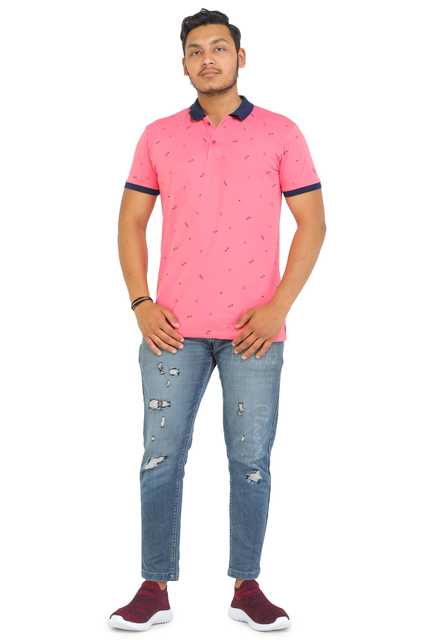 Fosty Men's Cotton Stylish T-Shirts (Pink, XXL) (ADE-628)
