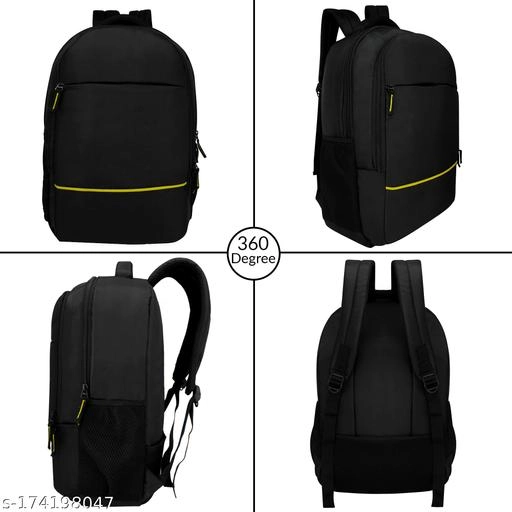 Nylon Backpack for Men & Women (Black & Yellow, 35 L)