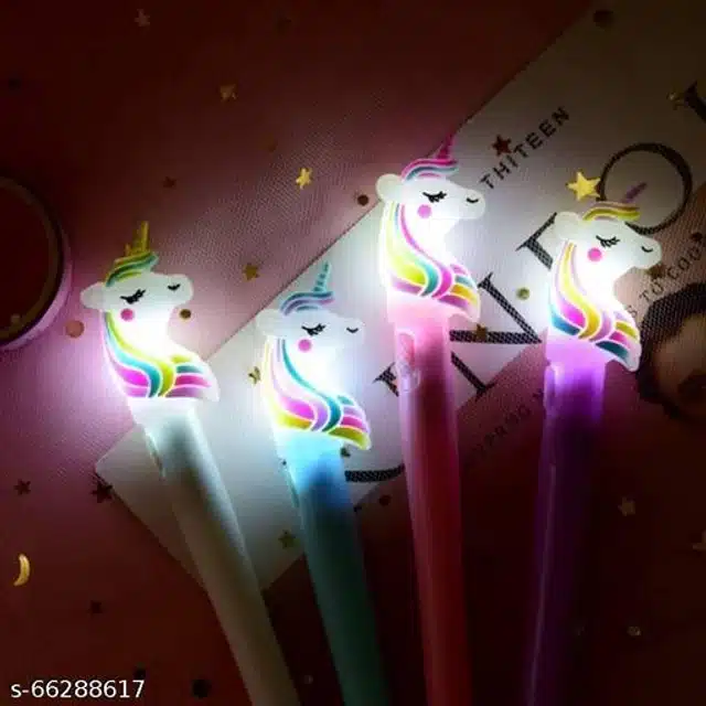 Unicorn Light Pen (Multicolor, Pack of 4)