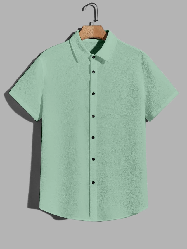 Popcorn Half Sleeves Shirt for Boys (Mint Green, 8-9 Years)