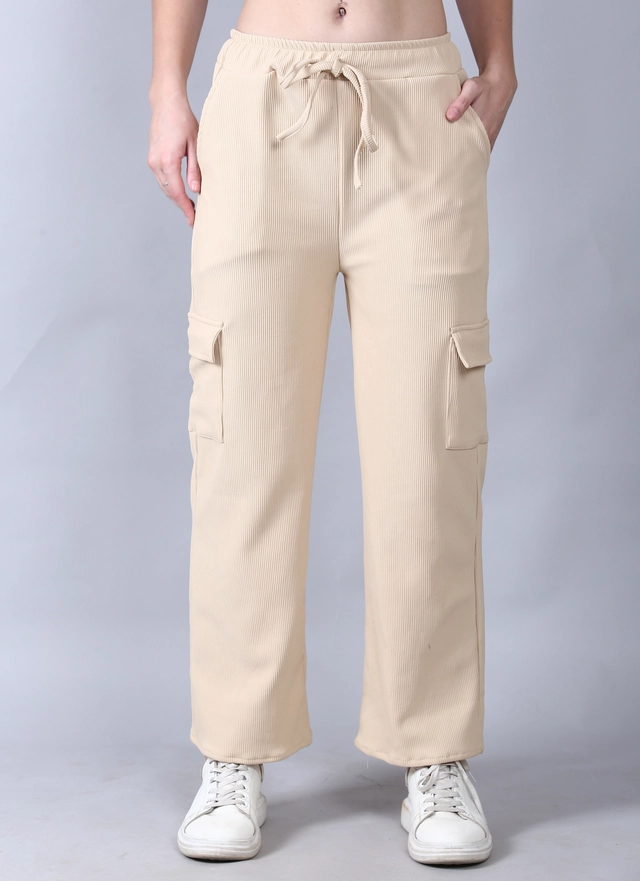 Cotton Blend Regular Fit Cargo Pant for Women (Beige, 28)