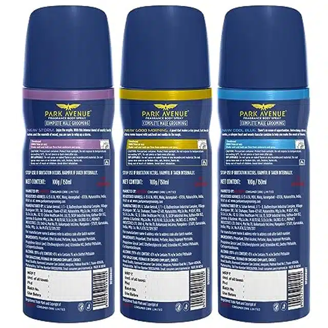 Park Avenue Deo Combo (Good Morning, Storm, Cool Blue) Buy 2 Get 1 Free (3X150 ml)