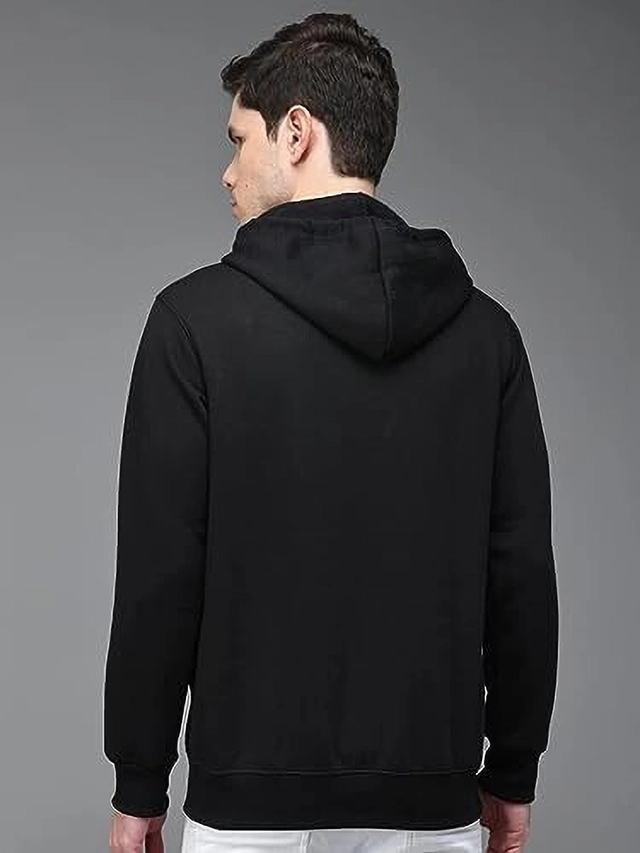 Cotton Blend Solid Hoodie for Men (Black, M)