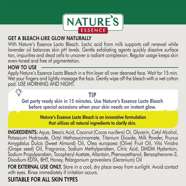 Nature's Essence Lacto Bleach Tan Removal Cream (Pack of 2, 100 g)