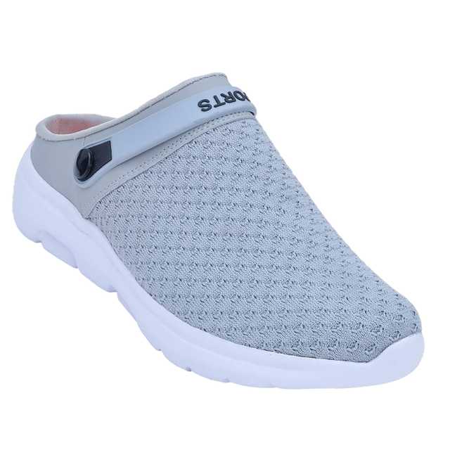 Men's Mesh Velcro Clogs (Grey, 6) (OM-207)