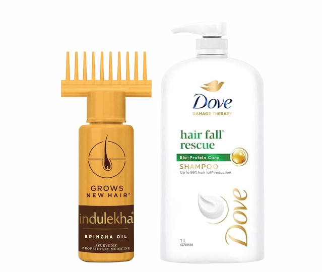 Combo of Indulekha Bringha Herbal Hair Oil (100 ml) & Dove Hair Fall Shampoo (1000 ml) (Set of 2)