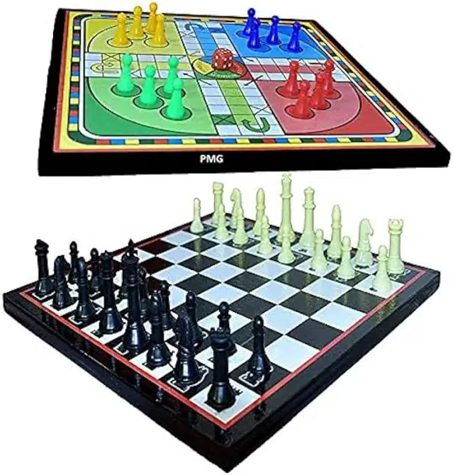 Chess & Ludo Games Board for Kids (Multicolor, Set of 2)