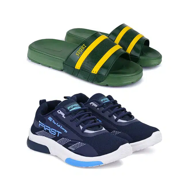 Combo of Sliders & Sports Shoes for Men (Pack of 2) (Multicolour, 6)