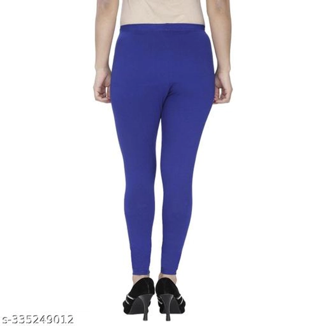 Cotton Lycra Leggings for Women (Royal Blue, 26)