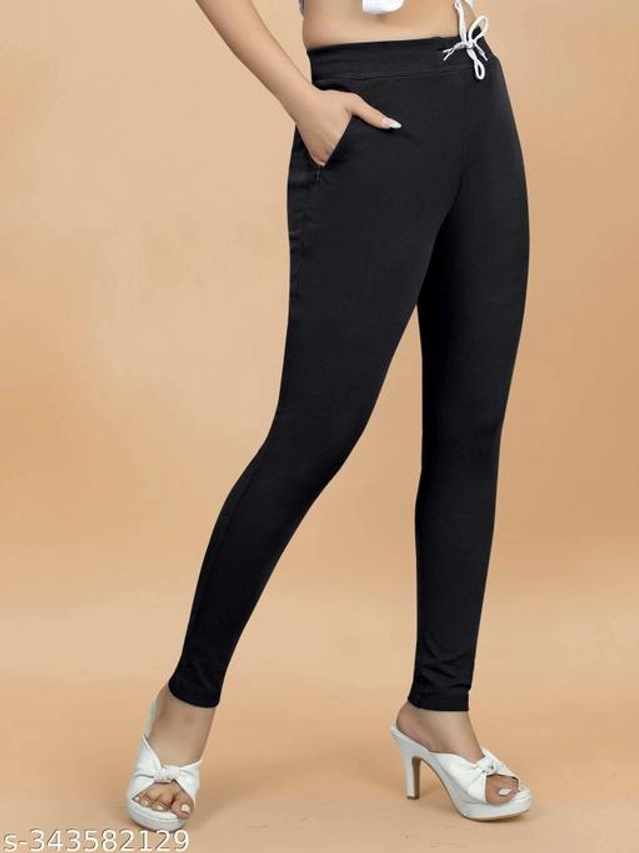 Lycra Jeggings for Women (Black, 38)