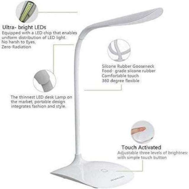 IMMUTABLE Rechargeable LED Table/ Night/ Study Lamp with 3 Stage Dimming Light Study Lamp (Assorted, Pack of 1)