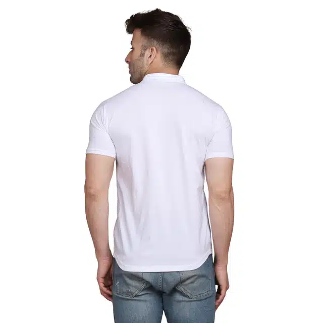 Men Solid Spread Collar Shirt (White, S) (RSC-286)