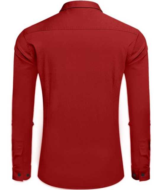 Vertusy Cotton Men Solid Shirt (Red, L) (V-35)