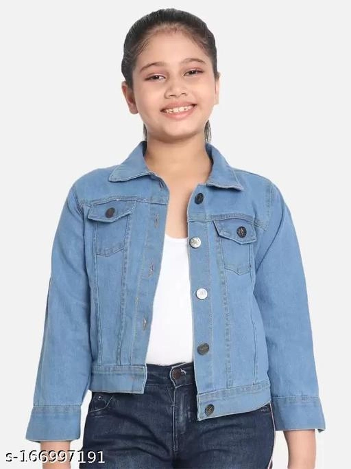 Denim Jacket for Girls (Blue, 5-6 Years)